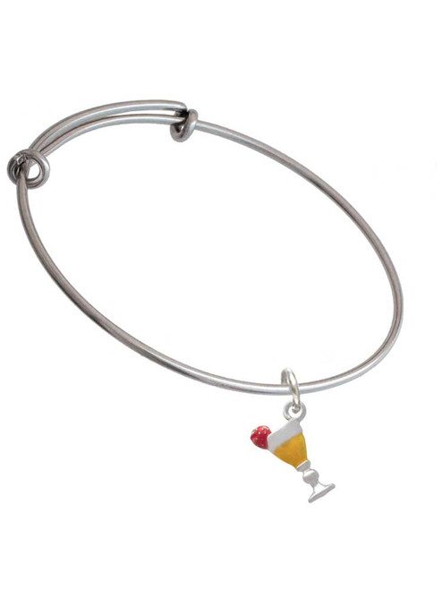 3-D Yellow Tropical Drink Charm Bangle Bracelet