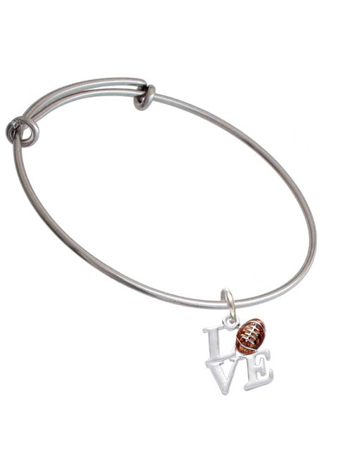 Love with Football Charm Bangle Bracelet