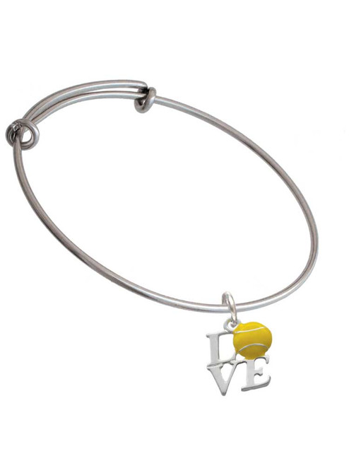 Love with Tennis Ball Charm Bangle Bracelet
