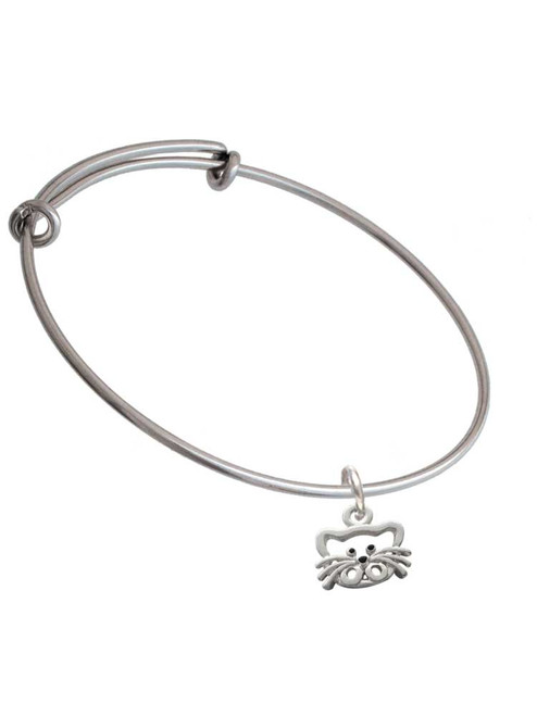 Open Cat Face Charm Bangle Bracelet