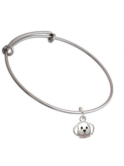 Small Outline Dog Face Charm Bangle Bracelet