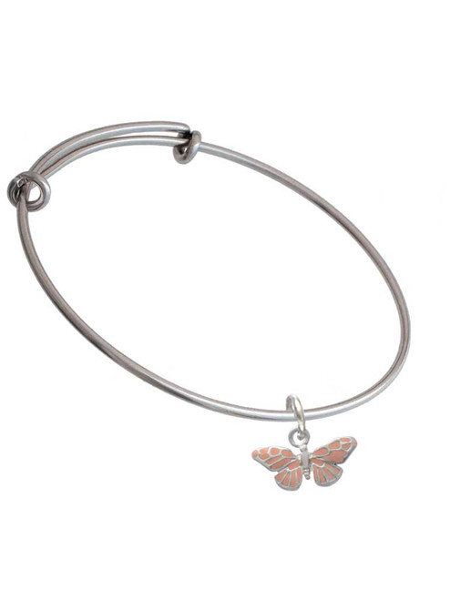 Small Pink Butterfly Charm Bangle Bracelet