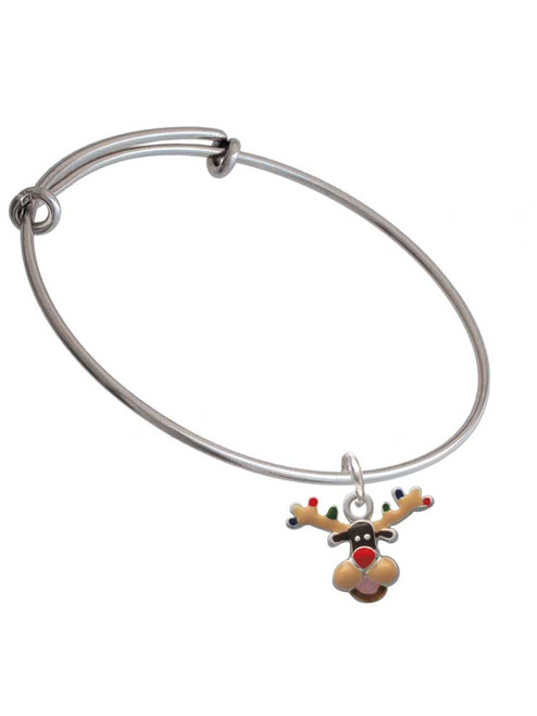 Reindeer with Christmas Lights Charm Bangle Bracelet
