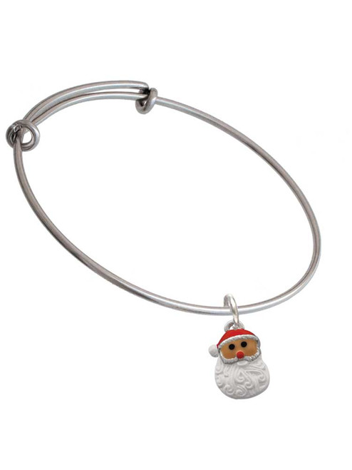 Santa Face with Curly Beard Charm Bangle Bracelet