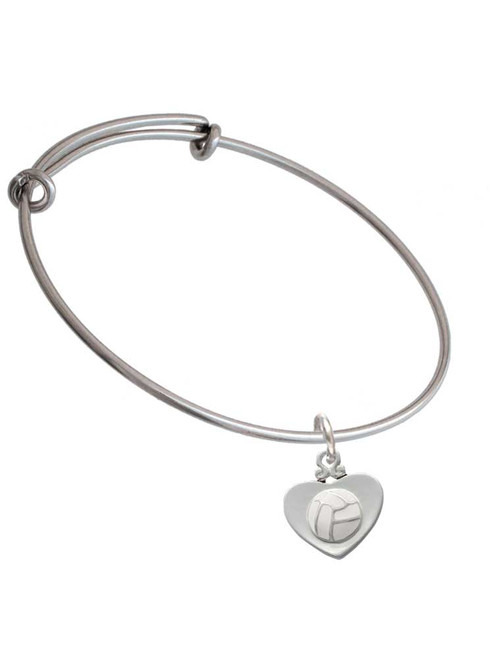 Volleyball in Heart Charm Bangle Bracelet