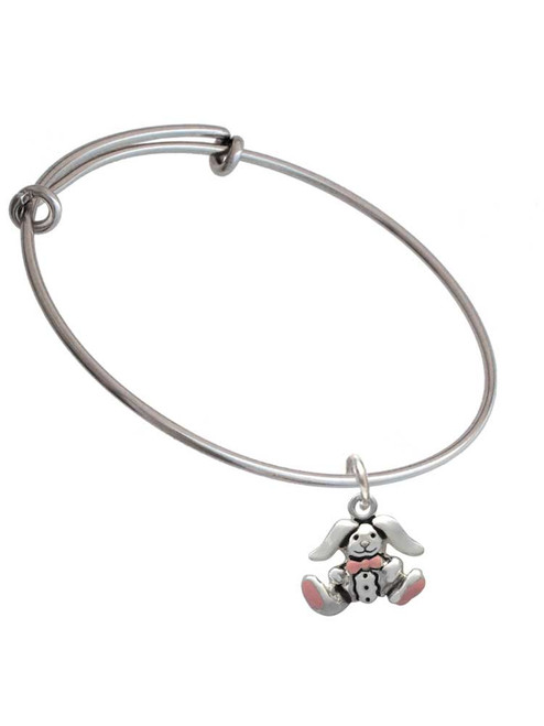 Sitting Bunny with Easter Egg Charm Bangle Bracelet