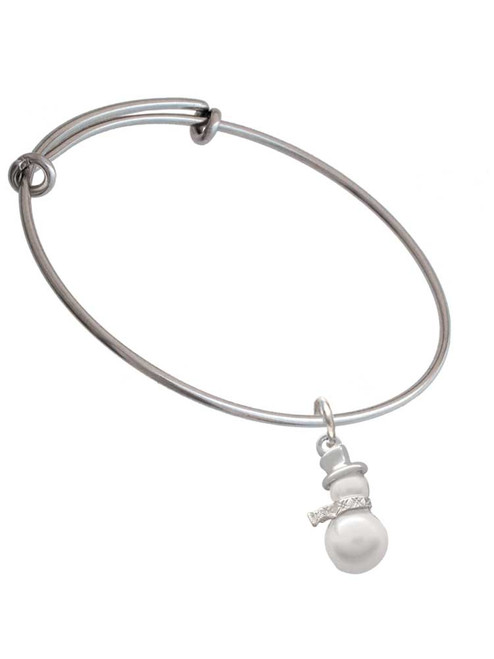 Imitation Pearl Snowman Charm Bangle Bracelet