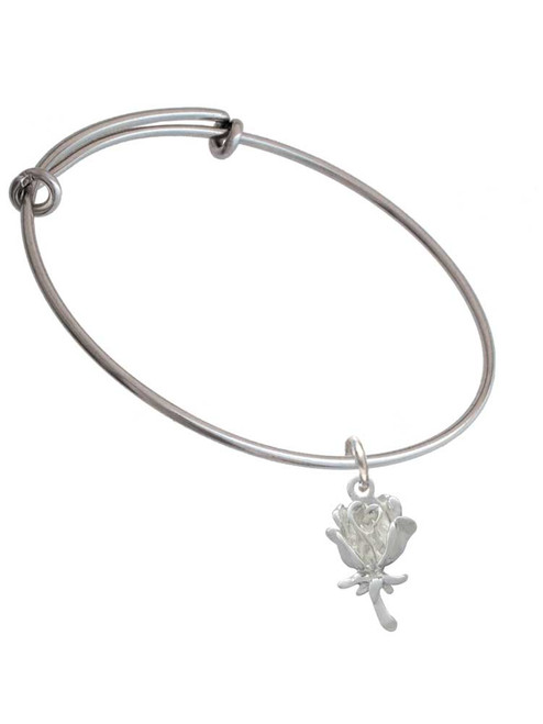 Antiqued Rose Charm Bangle Bracelet