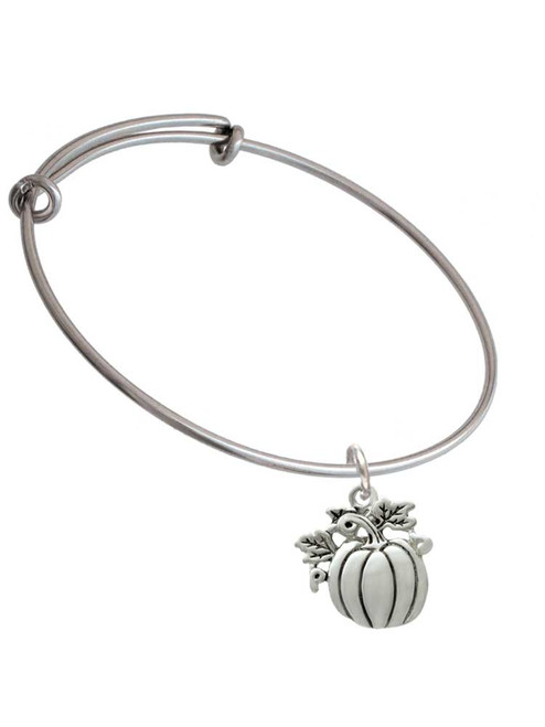 Large Antiqued Pumpkin Charm Bangle Bracelet