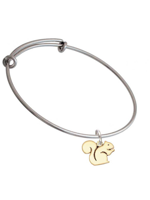 Gold Tone Squirrel Charm Bangle Bracelet