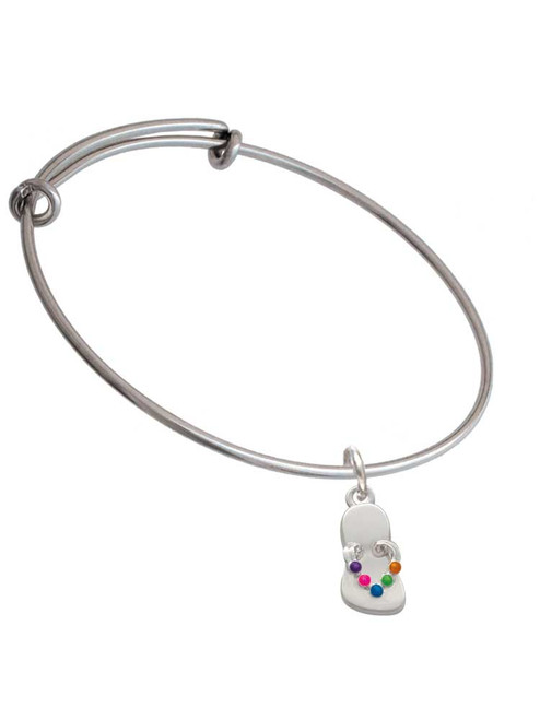 Multicolored Flip Flop Charm Bangle Bracelet