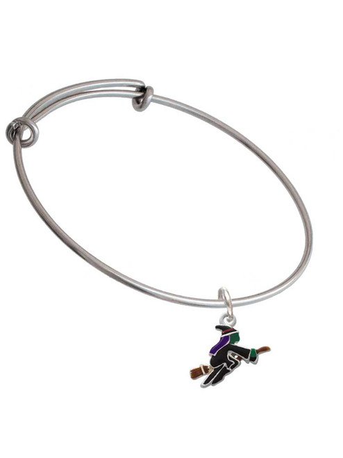 Flying Witch Charm Bangle Bracelet