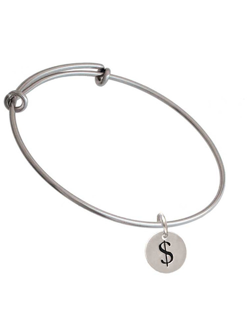 Disc 1/2'' - Symbol - Dollar Sign - $ - Charm Bangle Bracelet