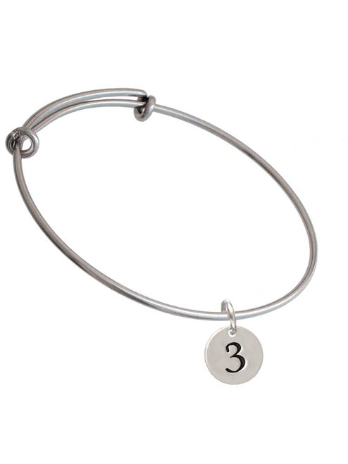 Disc 1/2'' Number - 3 - Charm Bangle Bracelet