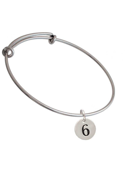 Disc 1/2'' Number - 6 - Charm Bangle Bracelet