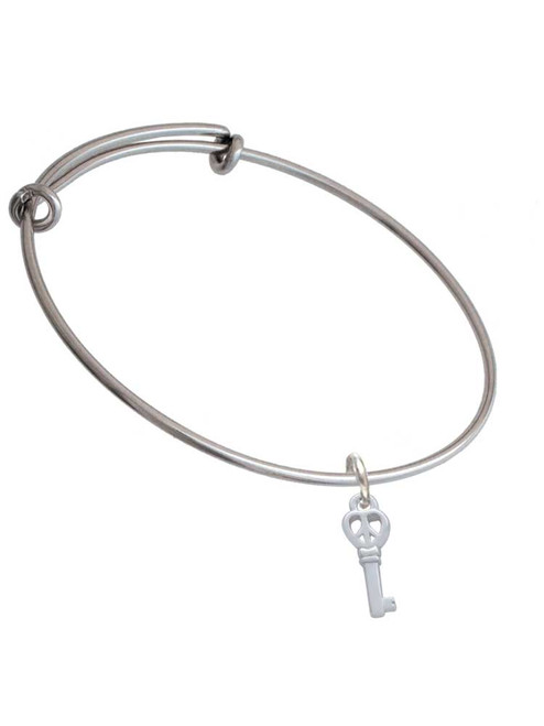 Mini Open Peace Heart Key Charm Bangle Bracelet
