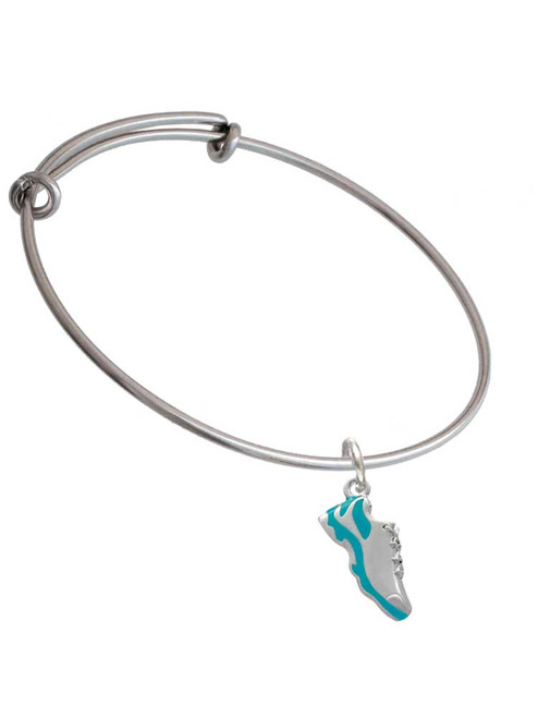 Running Shoe Teal Charm Bangle Bracelet