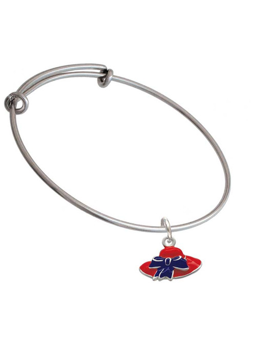 Red Hat With Purple Bow Charm Bangle Bracelet