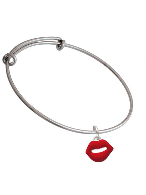 Red Lips Charm Bangle Bracelet