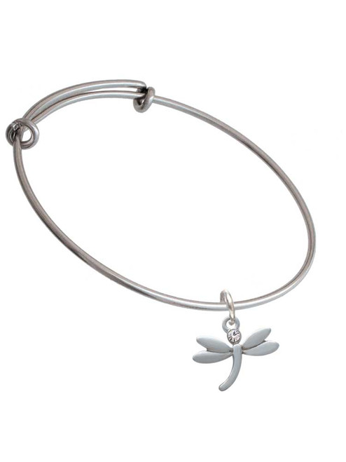 Small Dragonfly with Crystal Charm Bangle Bracelet