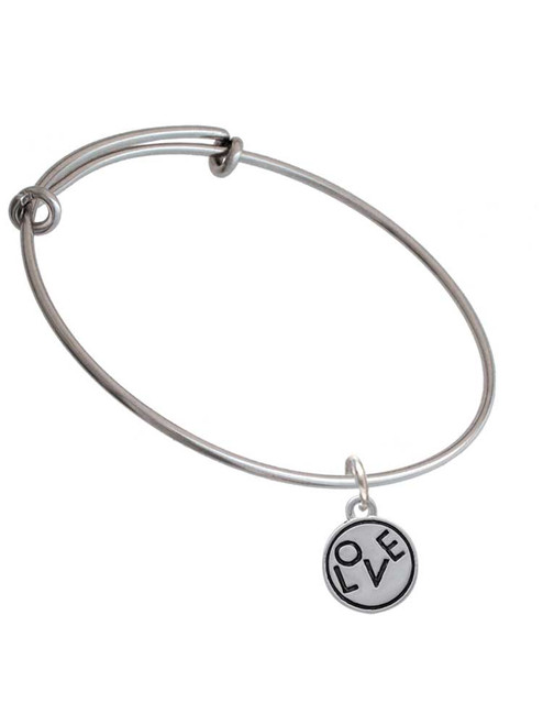Love in Circle Charm Bangle Bracelet