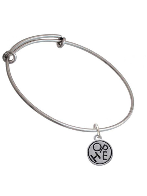 Hope in Circle Charm Bangle Bracelet