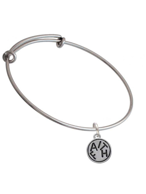 Faith in Circle Charm Bangle Bracelet