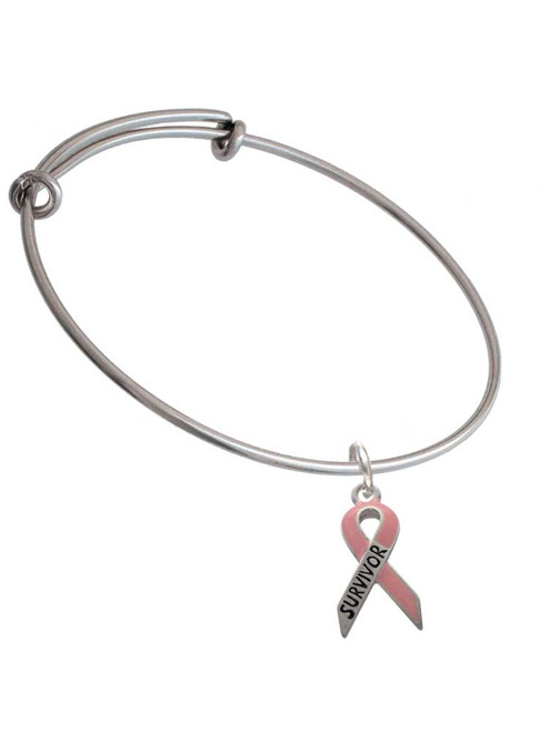Pink Ribbon ''Survivor'' Charm Bangle Bracelet