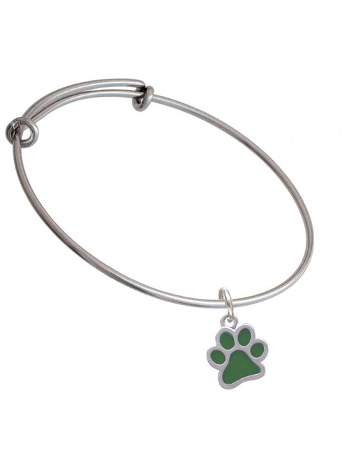 Medium Translucent Green Paw Charm Bangle Bracelet