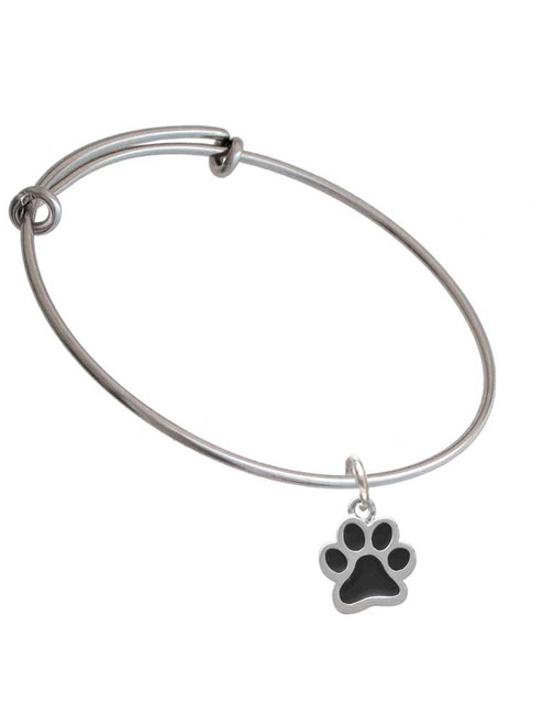 Medium Black Paw Charm Bangle Bracelet