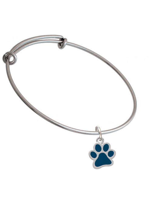 Medium Translucent Navy Paw Charm Bangle Bracelet