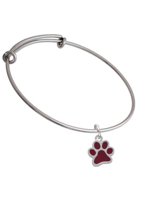 Medium Translucent Maroon Paw Charm Bangle Bracelet