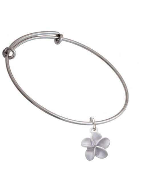 Purple Plumeria Flower Charm Bangle Bracelet