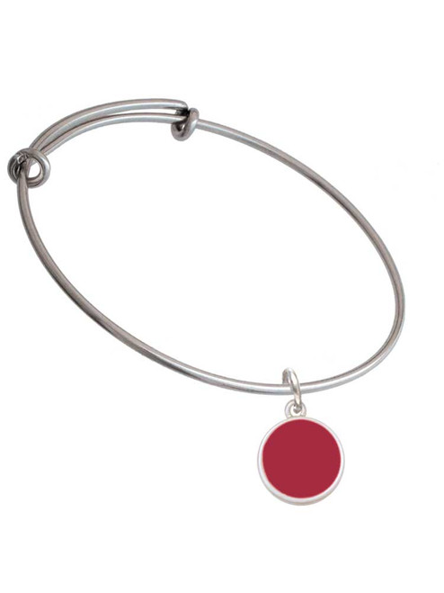 Small Maroon Enamel Disc Charm Bangle Bracelet