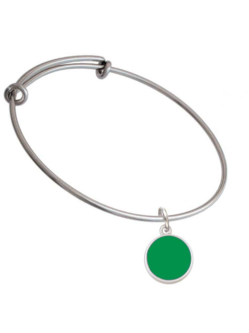 Small Green Enamel Disc Charm Bangle Bracelet
