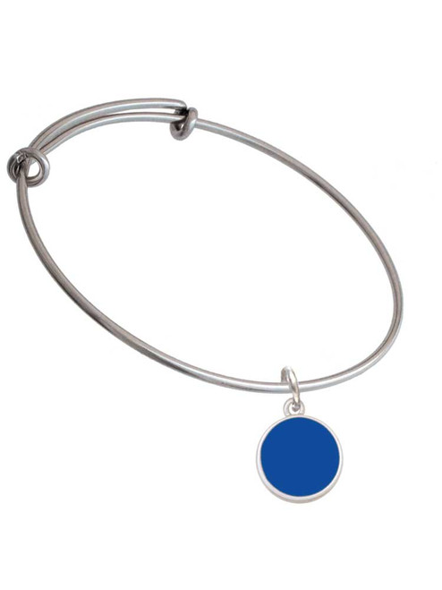 Small Navy Blue Enamel Disc Charm Bangle Bracelet