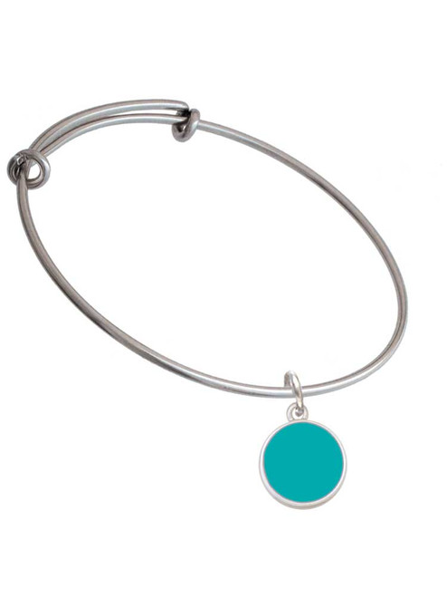 Small Teal Enamel Disc Charm Bangle Bracelet