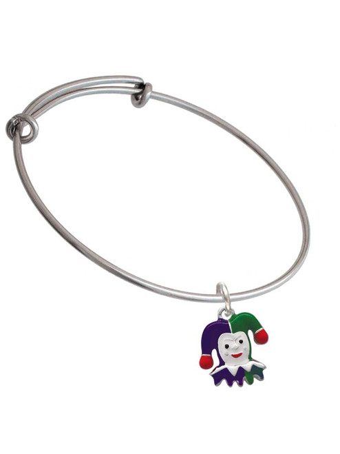 Mardi Gras Jester Charm Bangle Bracelet