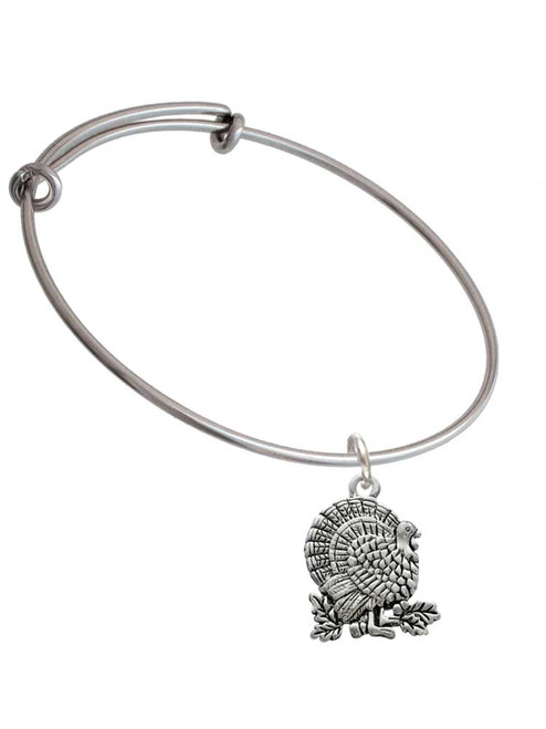 Antiqued Turkey Charm Bangle Bracelet