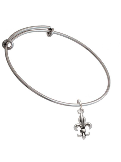 Medium Antiqued Fleur di Lis Charm Bangle Bracelet