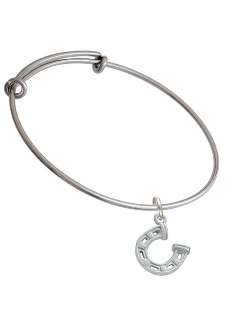 Horseshoe with Side Loop Charm Bangle Bracelet