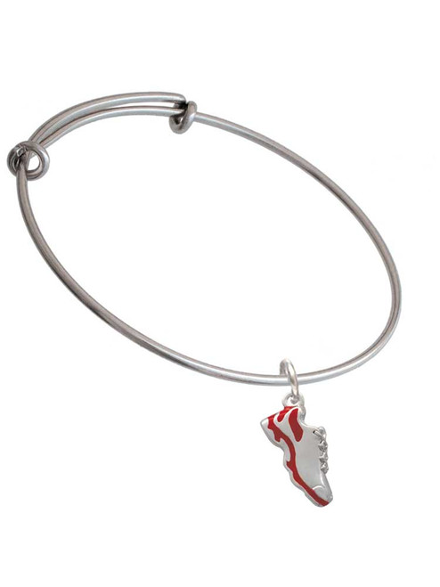 Red Running Shoe Charm Bangle Bracelet