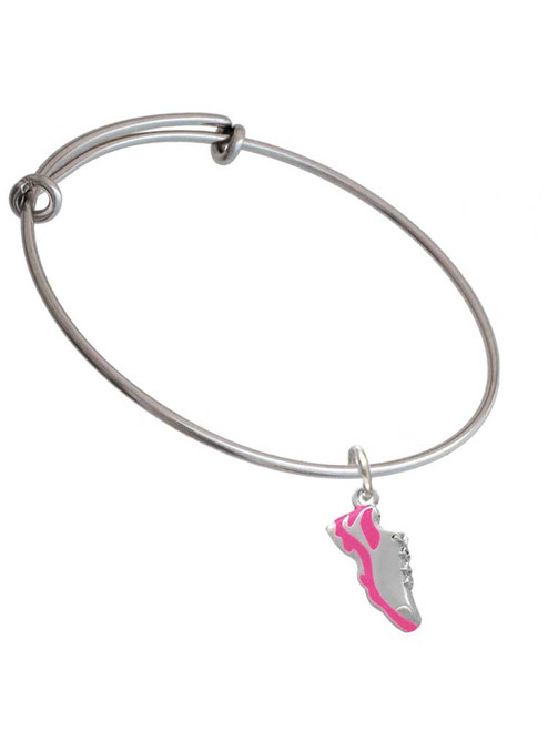 Hot Pink Running Shoe Charm Bangle Bracelet