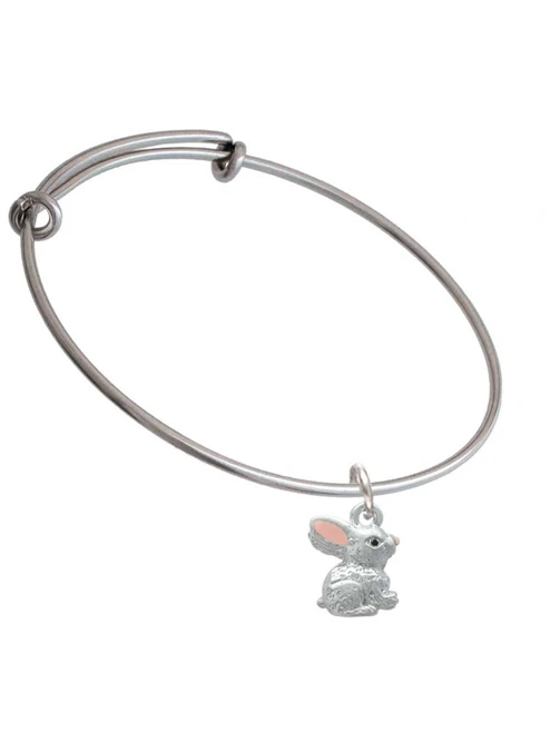 3-D Bunny Charm Bangle Bracelet