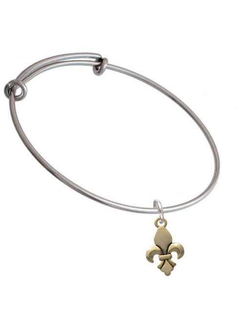Gold Tone Fleur de Lis Charm Bangle Bracelet