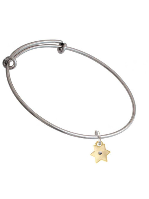 Gold Tone Hexagram Star Charm Bangle Bracelet