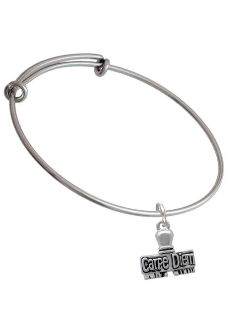 3-D ''Carpe Diem'' Stamp Charm Bangle Bracelet