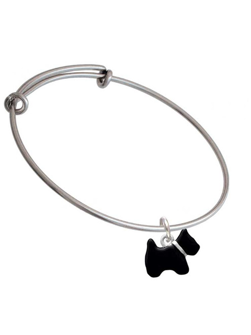 Black Scottie Dog Charm Bangle Bracelet