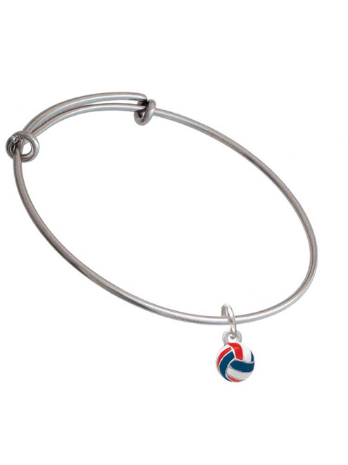 3-D Red White & Blue Volleyball Charm Bangle Bracelet