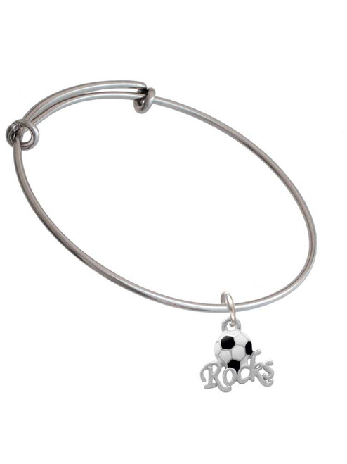 Enamel Soccer ball ''Rocks'' Charm Bangle Bracelet